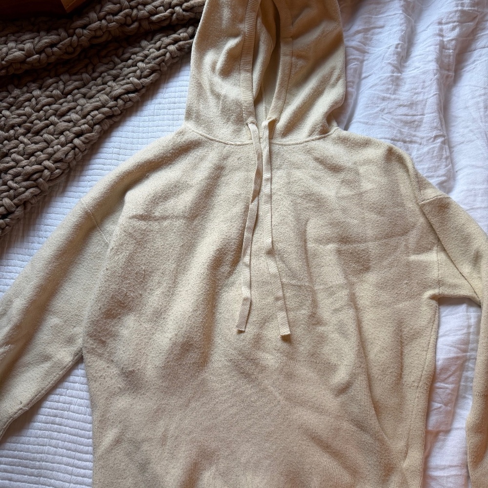 A New Day Cozy Knit Hoodie Sweatshirt, Size Large, Cream